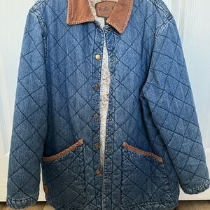 Vintage Ralph Lauren Quilted Denim Barn Jacket with Corduroy trim